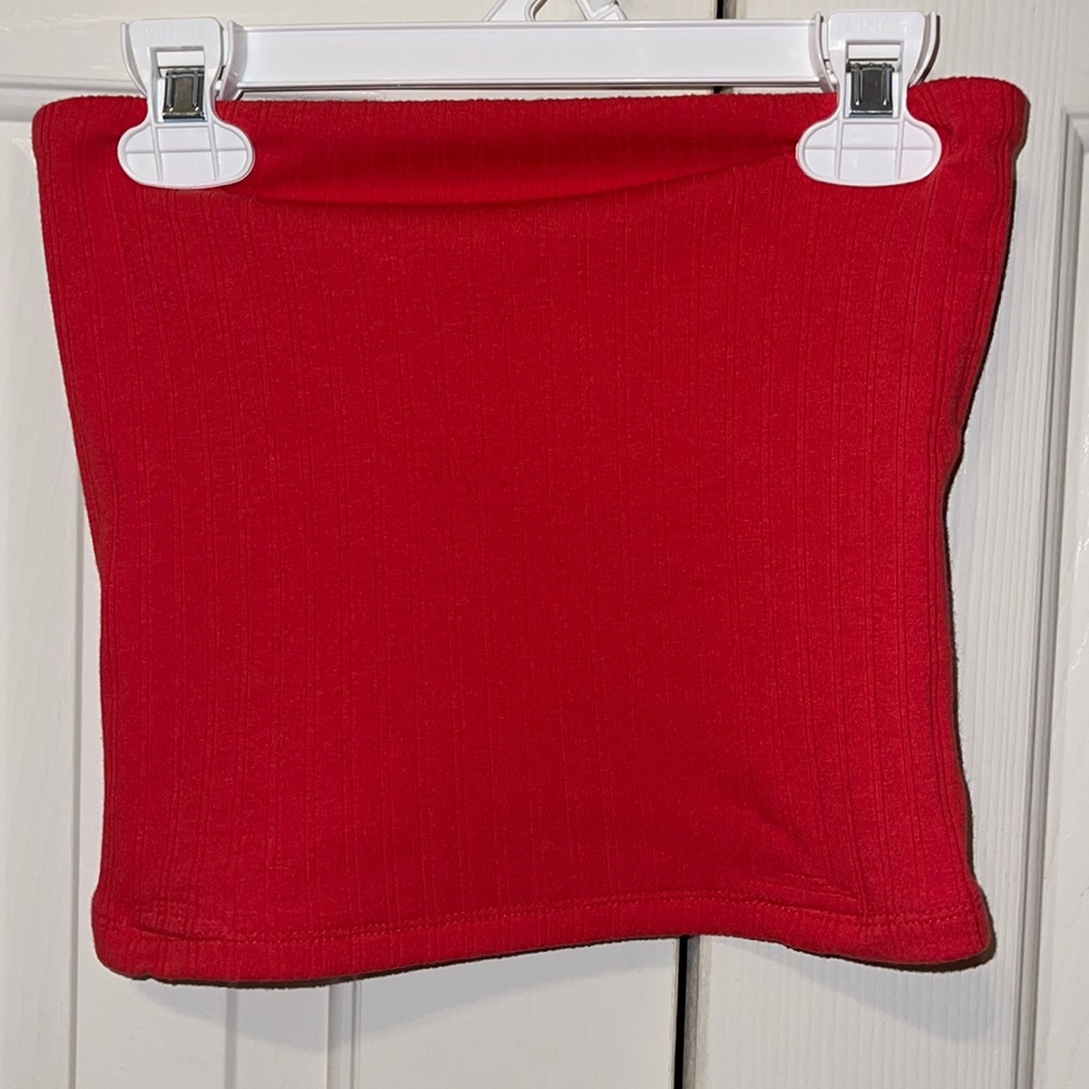 Red Ribbed A&E Tube Top